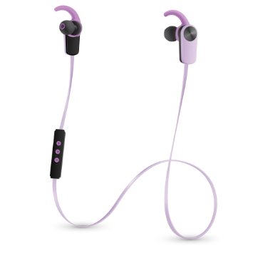 Photive PH-EB100 Sweat-Proof Wireless Bluetooth 41 Stereo Earbuds with Built in Microphone Purple
