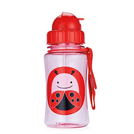 Skip Hop Zoo Straw Bottle, Holds 12 oz, Livie Ladybug