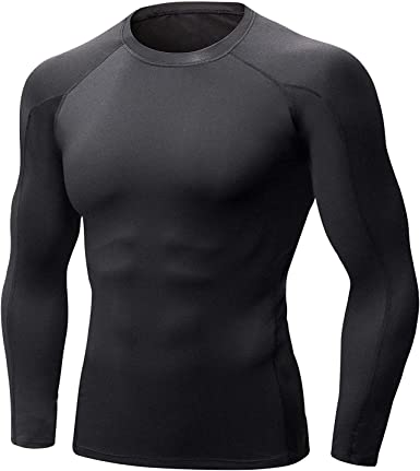 Self Pro Men's Thermal Under Wear Ultra Soft Fleece Lined Long Sleeve for Cold Weather (Black, L)