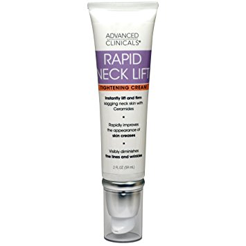 Advanced Clinicals Rapid Neck Lift Tightening Cream. Anti-Aging daily firming moisturizer for sagging skin, creases & fine lines, wrinkles. With Vitamin E, Aloe Vera, and Gotu Kola. 2oz.