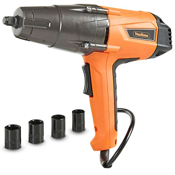 VonHaus 8.5 Amp 1/2-inch Impact Wrench Set with Hog Ring Anvil - 260ft-lbs Torque