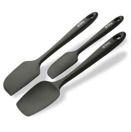 di Oro Living Silicone Spatula Set - 3-piece 450F Heat-Resistant Baking Spoon and Spatulas - Ergonomic Easy-to-Clean Seamless One-Piece Design - Pro Grade Non-stick Rubber with Stainless Steel S-Core Technology - Lifetime Guarantee Black