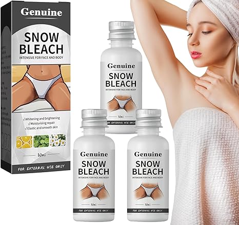 3 Bottles of Snow Bleach Cream for Sark Spot Remover for Body, Intimate Areas-Underarm, Neck, Armpit, Knees, Elbows, Dark Spot Remover Cream, Skin Lightening Bleaching Cream for Face and Body