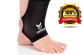 Copper Compression Gear PREMIUM Fit Recovery Ankle Sleeve - 100% GUARANTEED - #1 Ankle Brace / Support Sock / Wrap / Stabilizer For Men And Women (Medium)