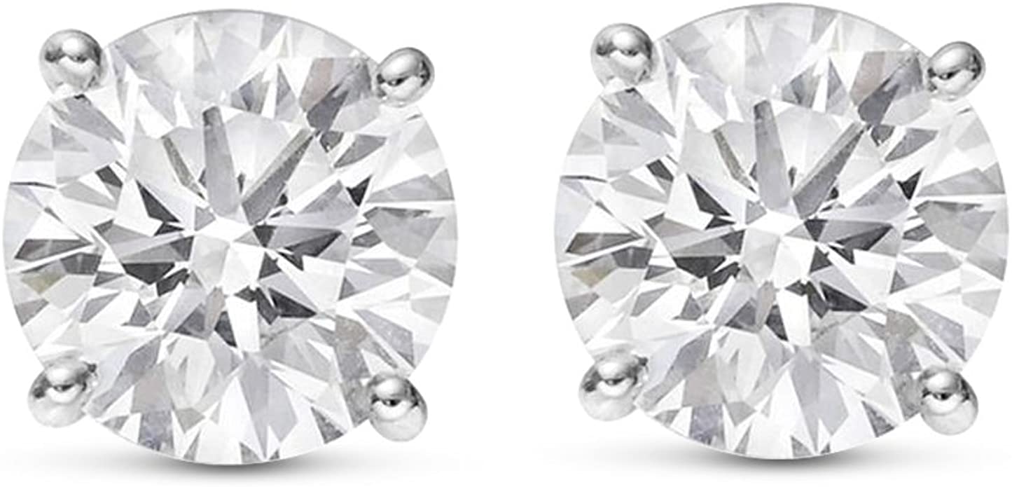 1/4-2 Carat Total Weight GIA Certified Round Diamond Stud Earrings 4 Prong Push Back (D-E Color VS1-VS2 Clarity)