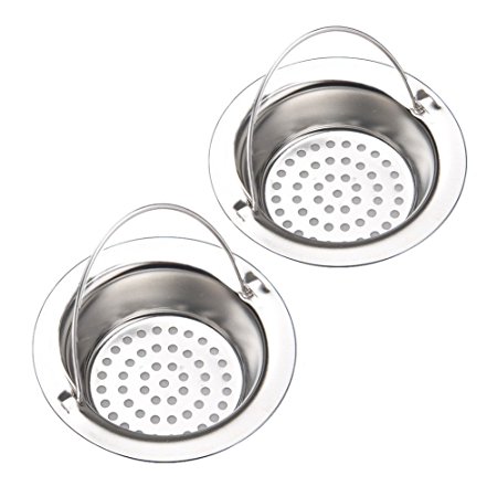 Daixers 2pcs Kitchen Garbage Portable Sink Strainer Heavy-Duty Stainless Steel (Top Diameter 4.3in)