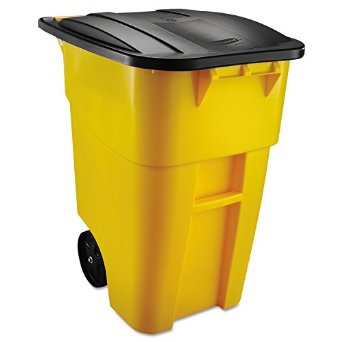 Rubbermaid Commercial 9W27YEL BRUTE Heavy-Duty Rollout Waste/Utility Container, 50-gallon, Yellow