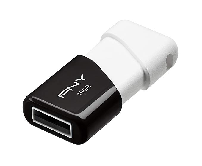 PNY Compact Attaché 16GB USB 2.0 Flash Drive - Black/White - P-FD16GCOM-GE