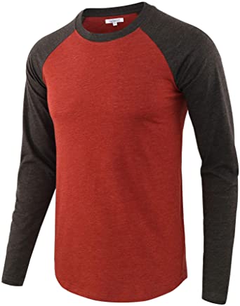 Vetemin Men Casual Basic Soft Active Sports Long Raglan Sleeve Baseball T-Shirt