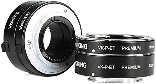 Voking VK-P-ET(Black) 10mm 16mm Metal AF Auto Focus Macro Automatic Extension Tube for Olympus Panasonic Micro 4/3 System Cameras