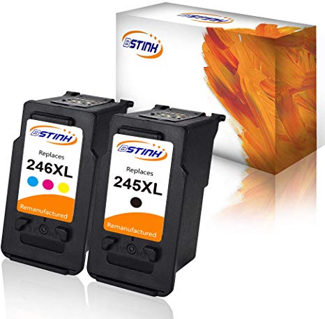 BSTINK Remanufactured for Canon PG-245XL CL-246XL Ink Cartridge High Yield,Shows Accurate Ink Level Used in Canon PIXMA MG2520 MG2522 MG2920 MG2922 MG2924 MG2420 MX490 MX492 IP2820,1 Black 1 Color