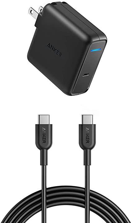 Anker USB C Fast Charger Bundle, 60W USB-C Power Adapter with 6ft USB C to USB C 2.0 Cable (USB-IF Certified), Power Delivery Charging for MacBook, Huawei Matebook, iPad Pro 2018, Chromebook, Dell XPS