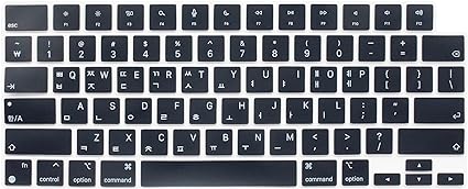 Korean Language Silicone Keyboard Cover Skin Compatible for MacBook Air 15.3" M2 A2941, MacBook Air 13.6 A2681 M2, MacBook Pro 14 A2442 A2779 M1 M2 Pro/Max & MacBook Pro 16 A2485 A2780 M1 M2 Pro Max
