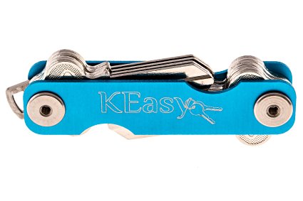 KEasy Key Holder - Compact, Aluminum, Holds 2 to 10 Keys (Blue)