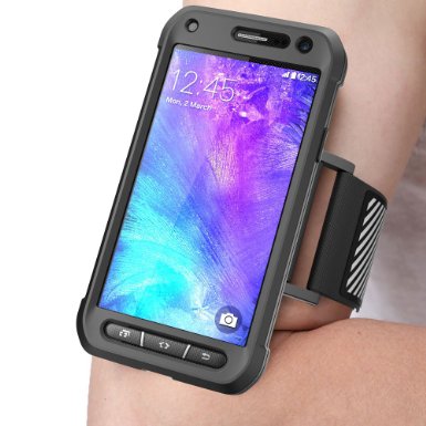 Galaxy S6 Active Armband, SUPCASE Easy Fitting Sport Running Armband with Premium Flexible Case Combo for Samsung Galaxy S6 Active **Will not Fit Galaxy S6** (Black)