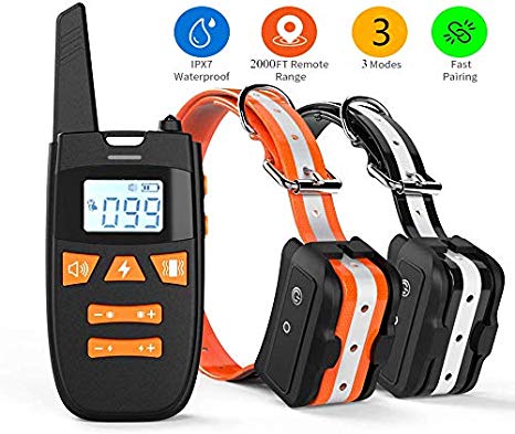 Haliluya Shock Collar for Dogs, Rechargeable 100% Waterproof Dog Training Collar,2000FT Range Dog Shock Collar with Remote, 3 Modes Beep/Vibration/Shock Collar for Small Medium Large Dogs,All Breeds