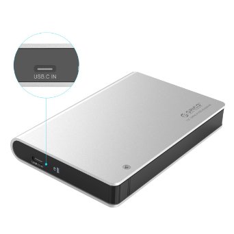 ORICO Aluminum Tool Free Type C USB 30 to SATA III External Hard Drive Enclosure for 25 inch HDDSSD  Optimized For SSD Support UASP  Silver 2598C3