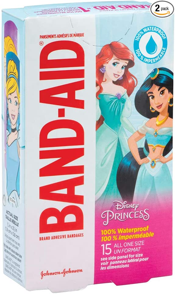 Disney Princess Waterproof Band-AID Bandages - First Aid Kit Supplies - 15 per Pack
