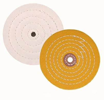 SCOTTCHEN PRO Buffing Polishing Wheel 6 inch White (60 Ply) & Yellow (42 Ply) for Bench Grinder with 1/2" Arbor Hole -2 PCS