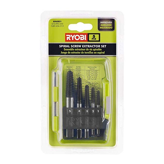 Ryobi A96SE51 Spiral Screw Extractor Set (5-Piece)