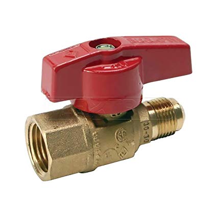 Flextron FTGV-12R12F Gas Valve with 1/2 Inch Outer Diameter Flare x 1/2 Inch FIP Ball Valve Fittings for Gas Connectors with Quarter-Turn Lever Handle, Brass Construction, Corrosion Resistance