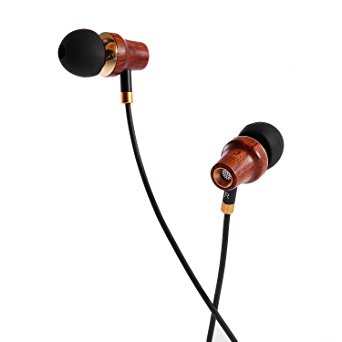 Earbuds Headphones, LESHP Premium Wood Copper Bass Stereo Noise-isolating In-ear Wired Earphones with Microphone (Mic) and Volume Control for Apple iPhone/Android/Laptop/Tablet/iPad (Wood color)
