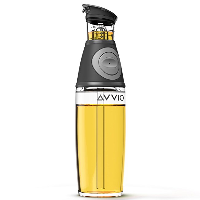 Avvio Olive Oil Dispenser Bottle - Leakproof Glass Oil Bottle– 17 Oz Glass Cruet No Drip Pourer Spout – Olive Oil Dispensing Bottle with Measurements for Olive, Cooking, Vegetable Oil Vinegar