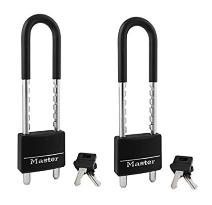 Master Lock Padlock, Covered Aluminum Lock, 2 in. Wide, Black, 527D, 2 Pack