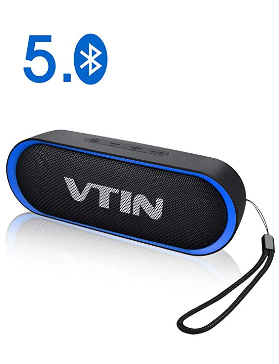 Vtin R4 Portable Bluetooth Speaker, Wireless Speaker Bluetooth 5.0, Waterproof Speaker with 24H Playtime, Loud Stereo Sound, Rich Bass, Support Micro SD Card, Built-in Mic, for iOS, Android, PC