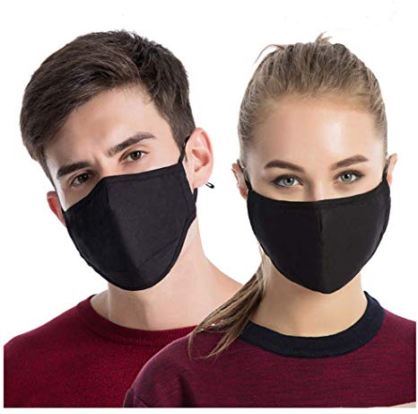 3PCS Dust Masks, Unisex Anti Pollen Allergens Mouth Muffle Reusable Cotton Gauze Mask with PM2.5 Activated Carbon Filter Travel Outdoor Cycling Ski Warm Face Mask
