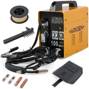 ARKSEN© MIG-100 Gas-Less Flux Core Welder, 90AMP, 110v (Automatic Feed Wire) Yellow