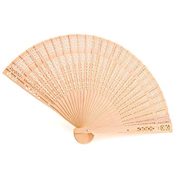Leegoal Chinese Fans Chinese Sandalwood Scented Wooden Openwork Folding Fan (Set of 12)