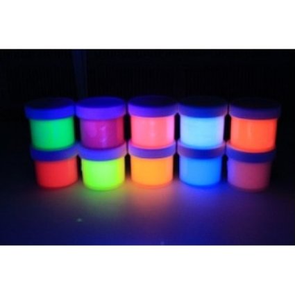 10 Color Set UV Black light .5oz/15ml (5oz/150ml), Neon Rave Fluorescent Acrylic Paint