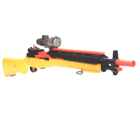 Foam Dart Gun & Water Ball Blaster Spring Powered Toy Gun - Sniper M14+ Shooting Water Polymer Ball, 10 Suction Darts, Clear Eco-Friendly Polymer Pellets, USA Warranty 100% Guarantee