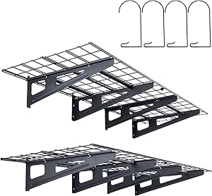 VEVOR 2 x 6 ft Garage Shelving Wall Mounted, 1000lbs Capacity Heavy Duty Garage Wall Shelves, 2 Pack Garage Storage Rack Floating Shelves for Shop, Shed, Garage Storage