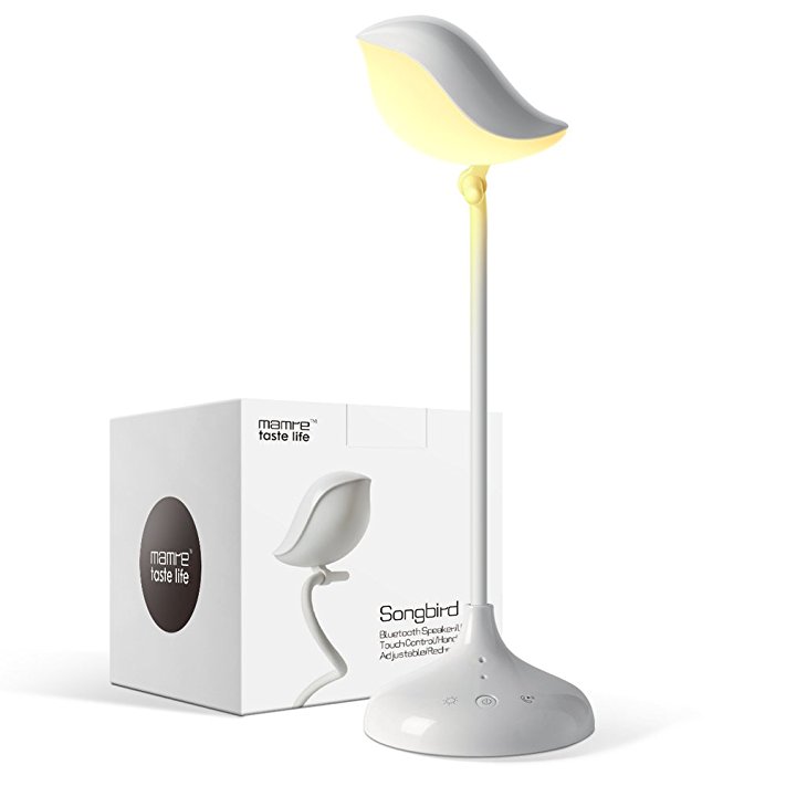 mamre Songbird Adjustable Desk Lamp with Wireless Bluetooth Speaker, Bed Lamp for Kids (Yellow LED Light)