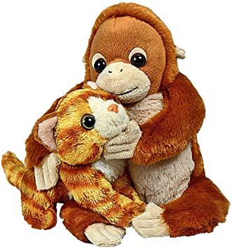 Wild Republic Unlikely Friendships Plush Orangutan and a Cat, Based on a True Story, Gift for Kids, Plush Toys