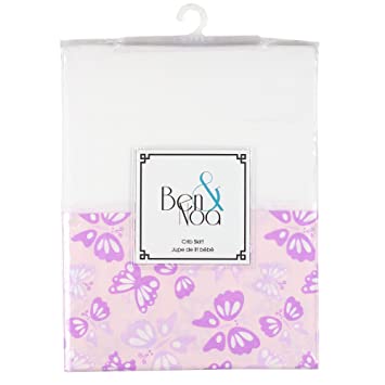 Kushies Baby Ben & Noa Percale Crib Skirt, Pink Butterfly