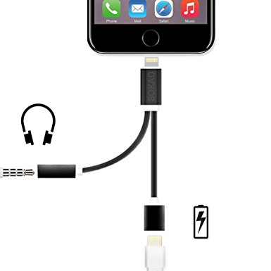 iPhone 7 / 7 Plus 2 in 1 Lightning Charging Cable 3.5mm Headphone Adapter and Lightning Charging Port Extension Cable for Apple Devices iPhone Lightning Converter and Audio Jack (No Music Control)