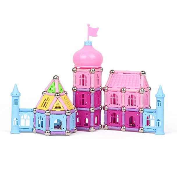 WITKA Magnetic Building Blocks Castle Playset 158 Pieces, Fun Educational and Creative Toys for Girls Ages 5 to 12