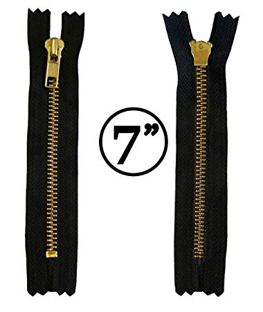 KGS Metal Jeans Zipper #5 | Golden Colored Metal Teeth | 5 pcs/Pack (7 Inch)