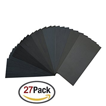 400 to 3000 Grit Sandpaper Assortment, Dry/ Wet, 9 x 3.6 Inch, 27 Pieces,Sand Paper for Automotive Sanding, Wood Furniture Finishing and Wood Turning Finishing