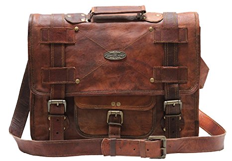 Handmade_World leather messenger bags for men women mens briefcase laptop bag best computer shoulder satchel school distressed bag (13" X 18")