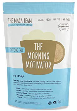 Maca Coffee - The Morning Motivator - Great Tasting, Caffeine Free, Organic Superfood Blend - 1 lb - 50 Servings