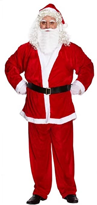 Adult Mens 5 Piece Father Christmas Xmas Santa Claus Fancy Dress Costume Outfit STD & XXXL (XXL) Red
