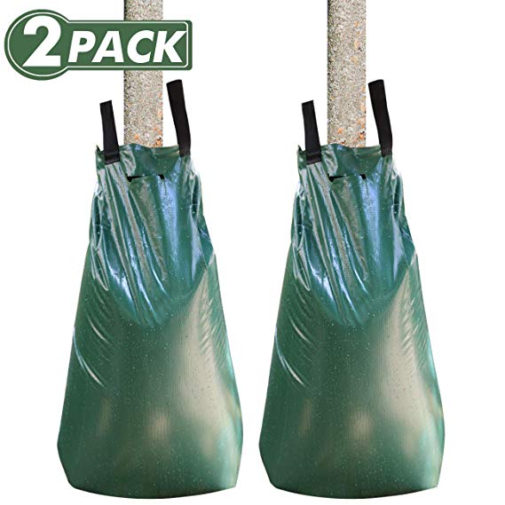 Tree Watering Bag 20 Gallon Watering Bag for Trees with Heavy Duty Zipper Premium PVC Tree Bags Slow Release Drippers Bag for Trees (2 Pack 5-8 Hours Releasing Time)