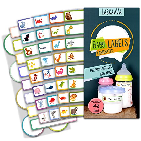 Baby Bottle Labels for Daycare - Kids Adhesive Name Tags - Personalized Labels - Dishwasher Safe - Waterproof - Self-Laminating Stickers