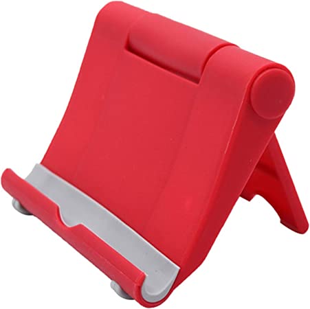 Cell Phone Stand, Angle Adjustable Phone Stand for Desk, Phone Holder Stand for Desk, Mobile Phone Dock Compatible with All Mobile Phones,iPhones,Switch,iPads,Tablet, Smartphone Holder Foldable Red