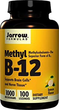 Jarrow Formulas Methylcobalamin (Methyl B12), Supports Brain Cells and Nerve Tissue, 1000 mcg, 2 Pack