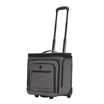 Travelers Club Luggage 16" Top Expandable Rolling Underseater W/USB Port, Dark Gray Suitcase, Carry